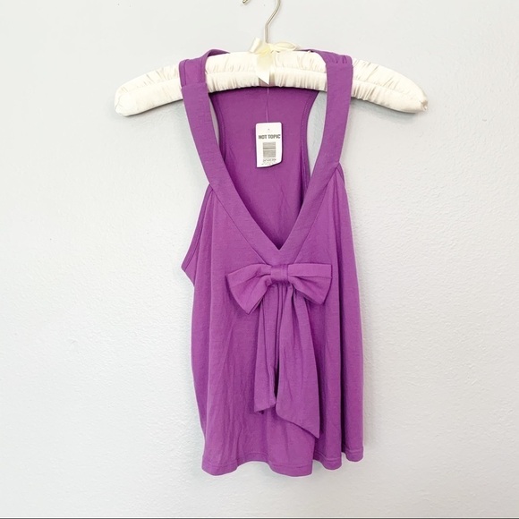 HOT TOPIC SWEET LOVE PURPLE BOW CROP TANK - Picture 1 of 6